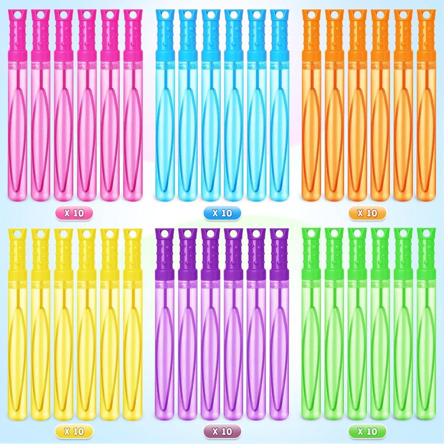 Bubble Wand, 60 Pcs Bubble Wands Bulk in 6 Colors, Bubble Party Favors for Kids, Summer Toys, Indoor Outdoor Activity, Themed Birthday, Wedding, for Girls & Boys