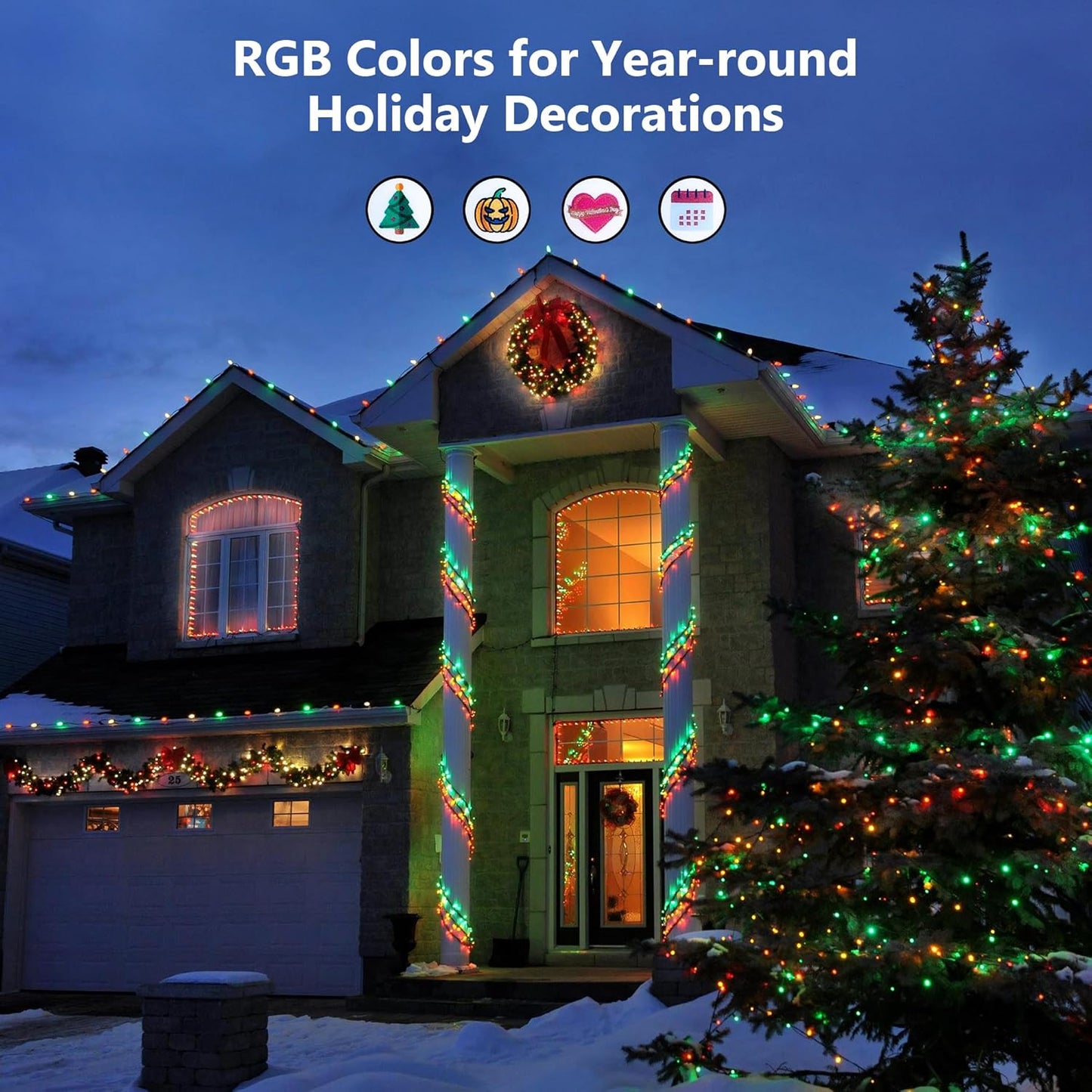 BrizLabs Halloween Lights, 33FT 100 LED RGB Color Changing String Lights with Remote, Dimmable Mini Christmas Light, USB Decorative Light String for Xmas Halloween Mardi Gras Tree Holidays Party Decor