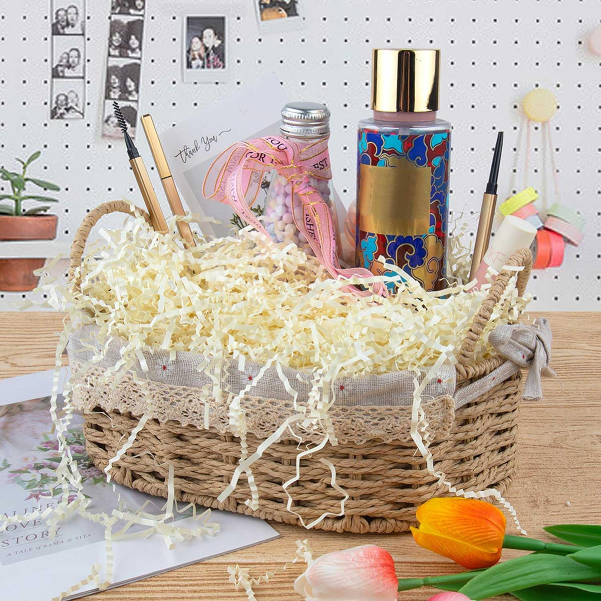 Caleihd Crinkle Cut Paper Grass Cushion Paper Streamer for Christmas Wedding Birthday Bridesmaid Engagement Craft Gift Boxes Bags Filler Decoration 4.5oz Oyster White