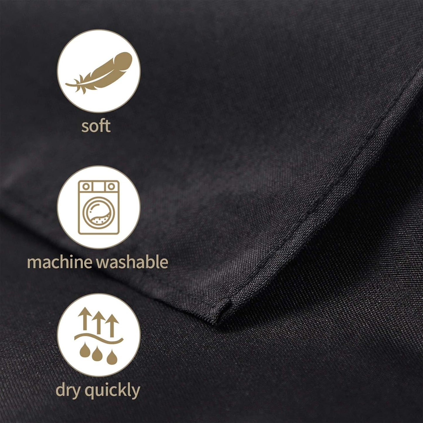 Ascoza 2pack 70 Inch Black Round Tablecloth in Polyester Fabric for Wedding/Banquet/Restaurant/Parties