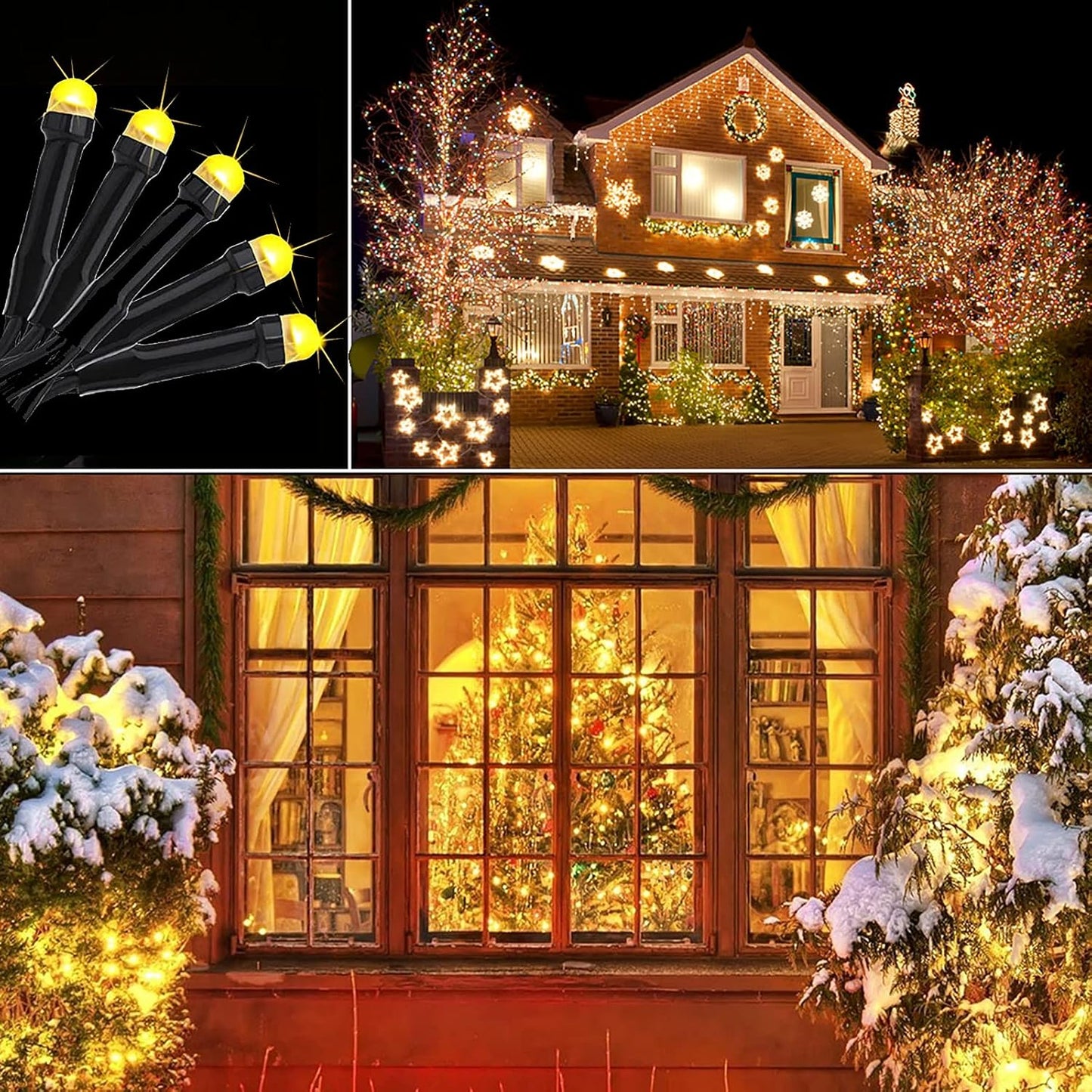 Toodour Solar Christmas Lights, 121ft 350 LED 8 Modes Outdoor Christmas String Lights, Waterproof Solar String Light for Xmas Tree, Fence, Holiday, Party, Balcony, Outdoo Xmas Decorations -Warm White