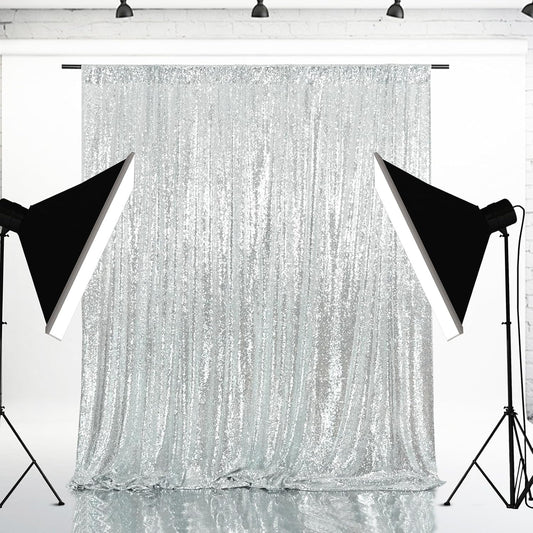 Eternal Beauty Silver Sequin Backdrop, 4x7 Ft Glitter Background Curtains for Shimmer Photography Party Wedding Birthday Back Drop Decor