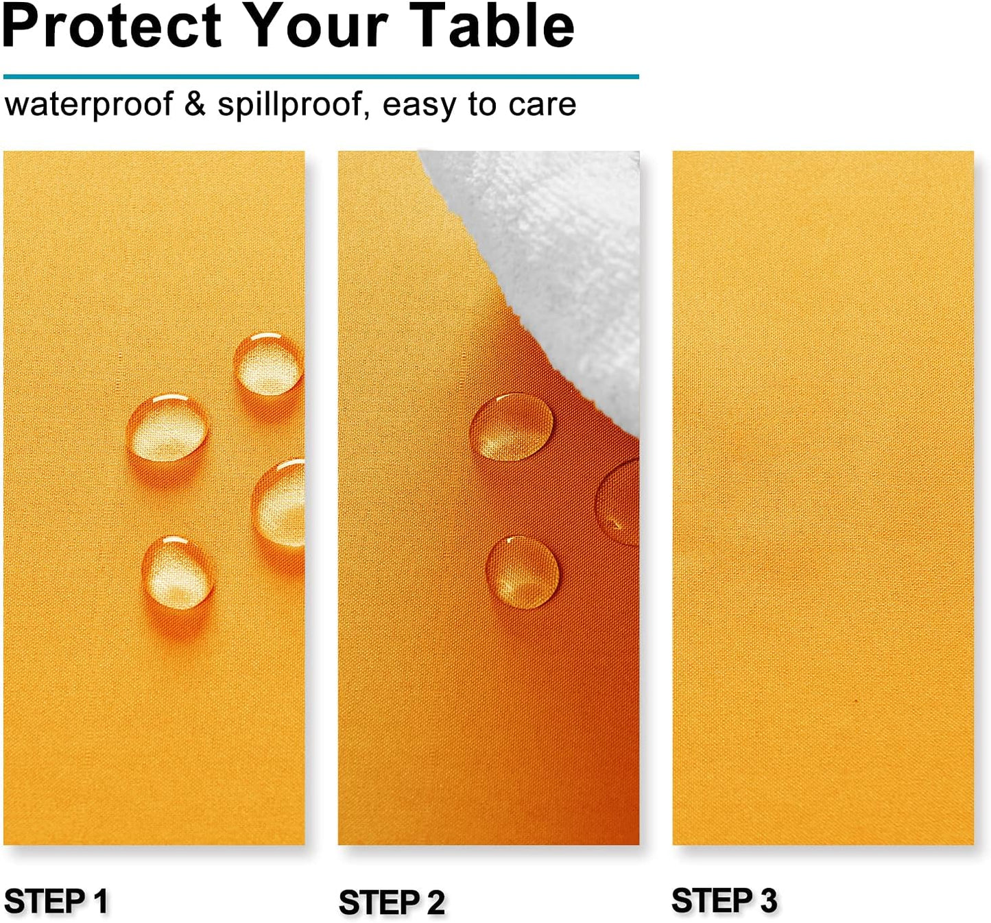 Hiasan Tablecloth for Rectangle Tables - Waterproof and Spillproof Washable Fabric Table Cloth for Dining Room Kitchen Party, 60 x 84 Inch, Orange Yellow