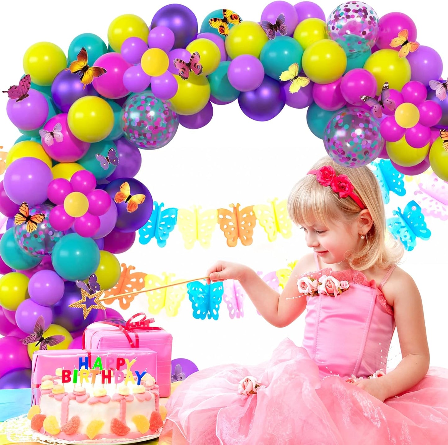 Togvu Pink Blue Purple Balloon, 60 Pcs 12 Inches Hot Pink Metallic Purple Teal Yellow Balloons Confetti Balloons for Kids Magic Theme Birthday Decoration Baby Shower Engagement Party Supplies