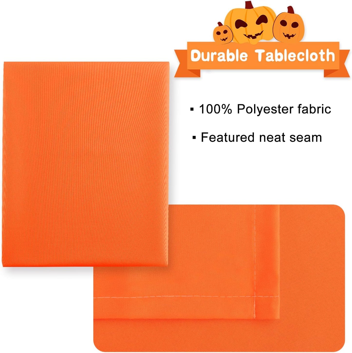 Hiasan Pumpkin Orange Rectangle Tablecloth - Waterproof Washable Polyester Fabric Table Cloth for Buffect Dining Birthday Party Wedding, 70 x 120 Inch
