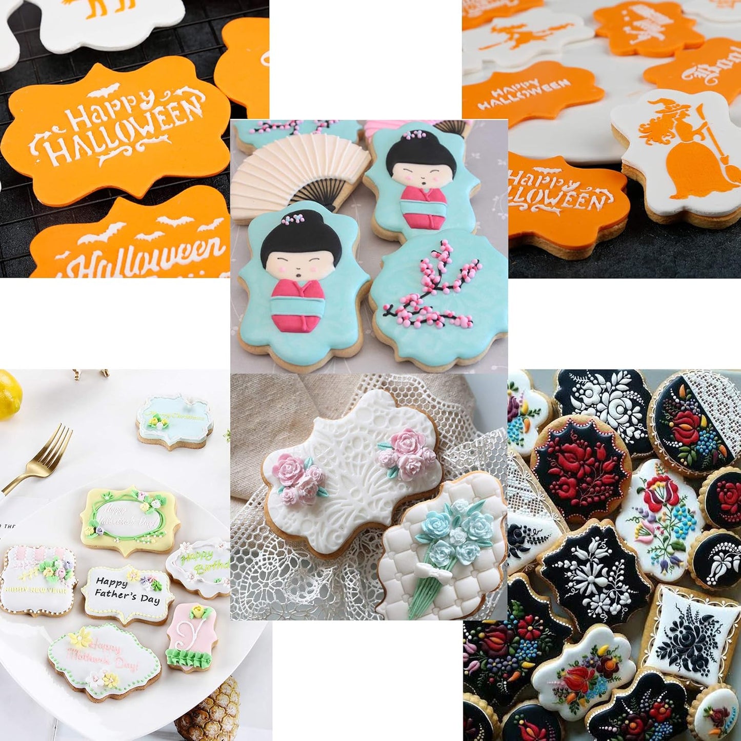 8 PCS Plaque Frame Cookie Cutters, Stainless Steel Plaque Plate Cookie Cutter Fondant Cake Decorating Tools for Birthday Wedding Baby Shower Christmas Cookies Fondant Decorations