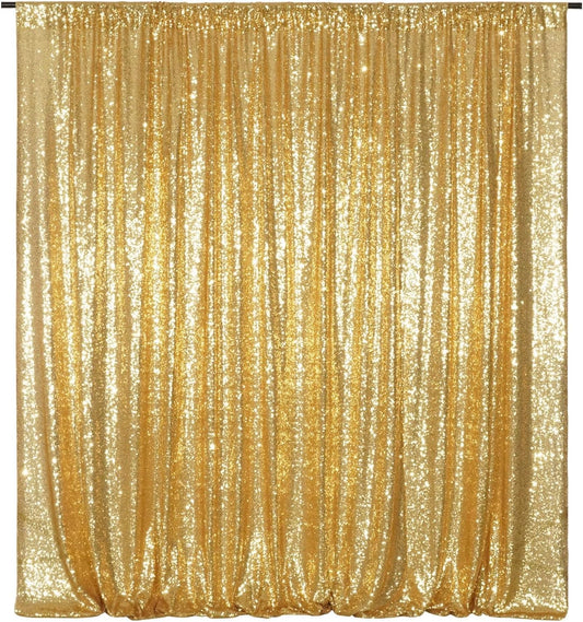Poise3EHome Gold Backdrop Curtain, 6FT x 8FT Sequin Backdrop, Sequin Curtains for Party Wedding Sequence Backdrop