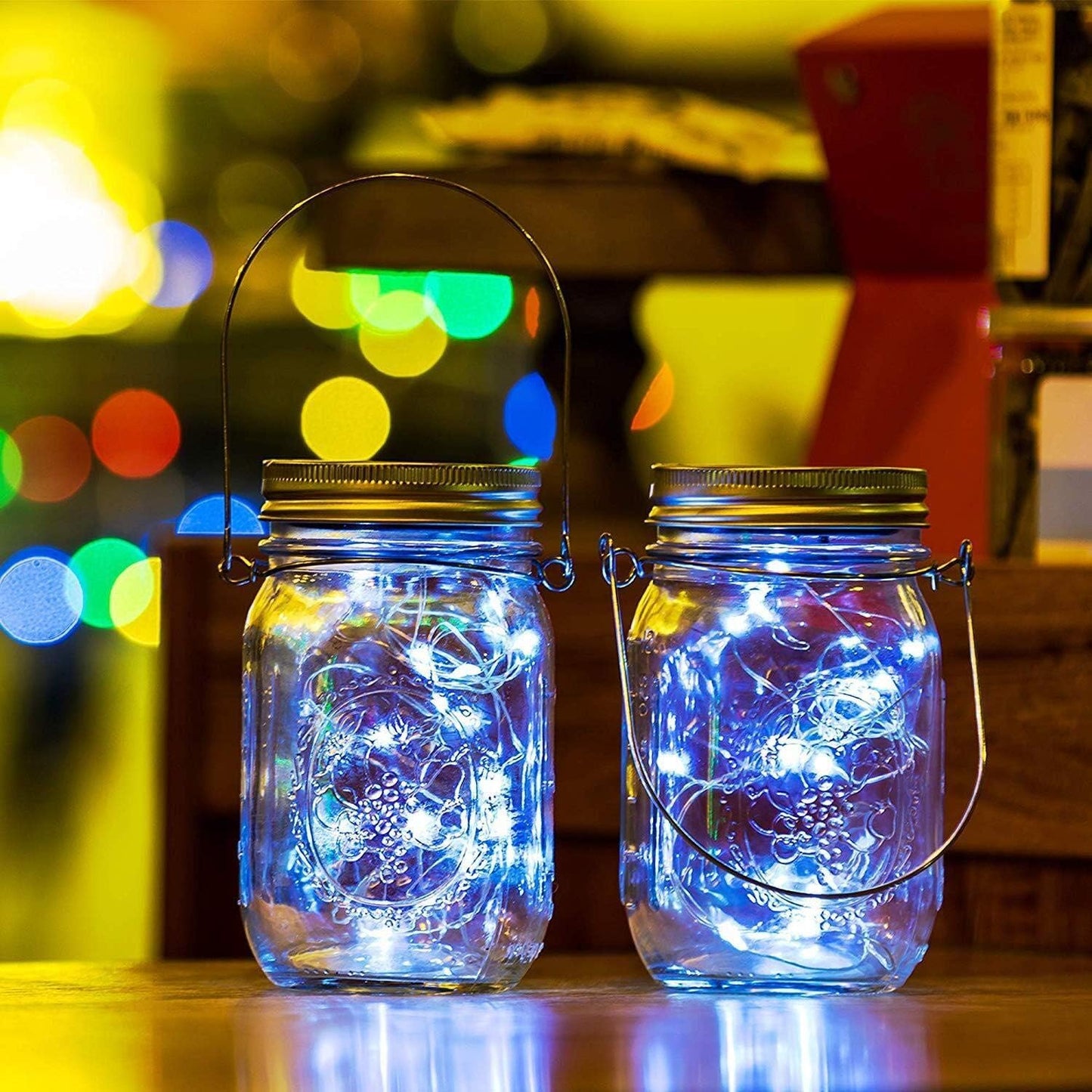 VOOKRY 12 Pack Solar Mason Jar Lights, 30 LED Mason Jar Lids Waterproof Firefly Fairy String Lights with 12 Hangers(No Jars), for Outdoor Patio Garden Yard Lawn Party Wedding Decoration - Cool White