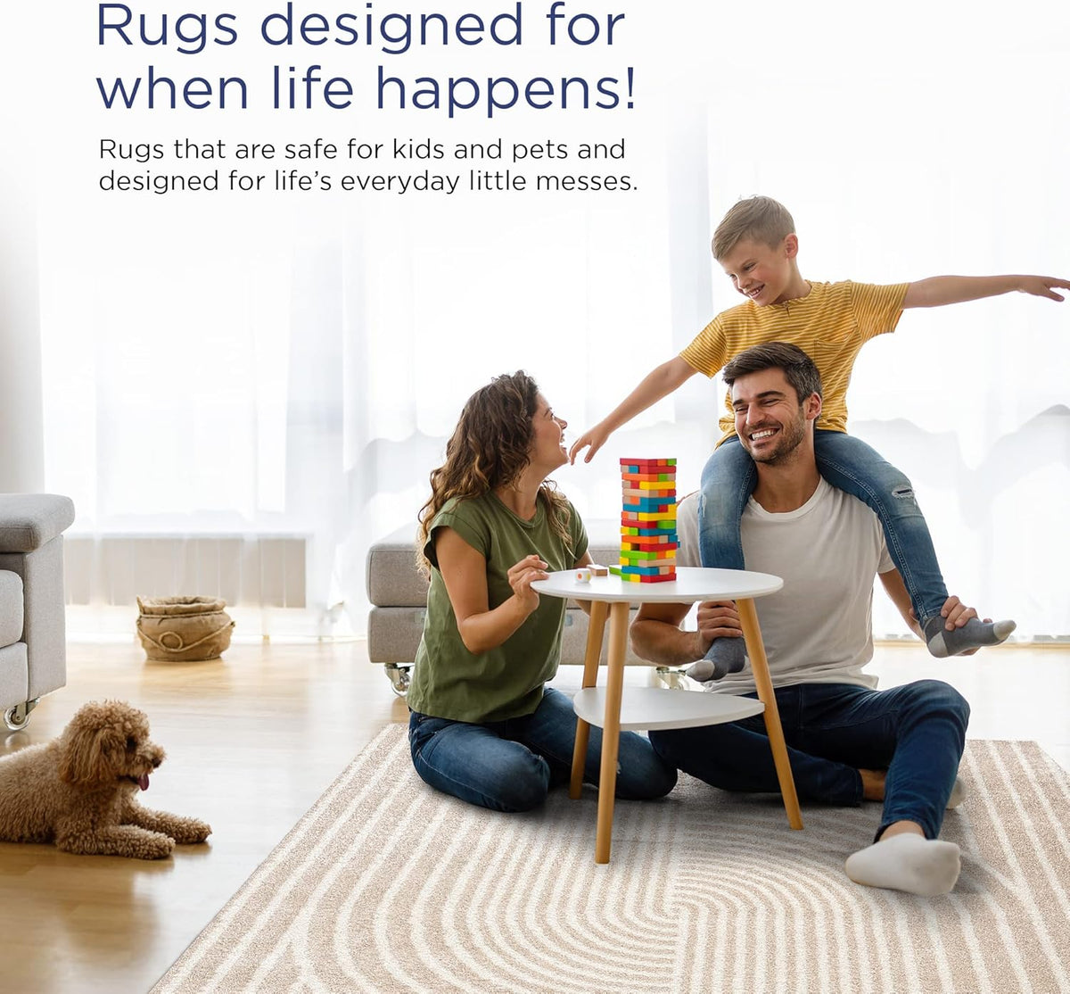 Abani Area Rug for Living Room -Nuevo 2' x 3' Beige Arch Pattern Area Rug, Soft and Durable Living Room Rug, Stain and Fade Resistant, Chic Modern Design, Pet & Kid Friendly