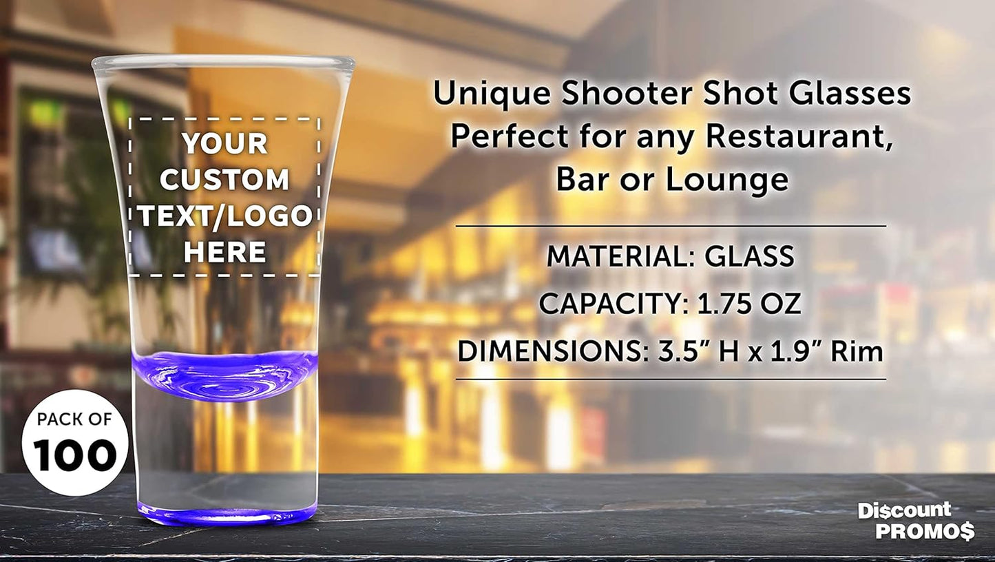 Custom 2 oz. Lord Shooter Etched Shot Glasses, 100 pack, Personalized Text, Logo, 21st Birthday Party, Lounge Glassware, Purple