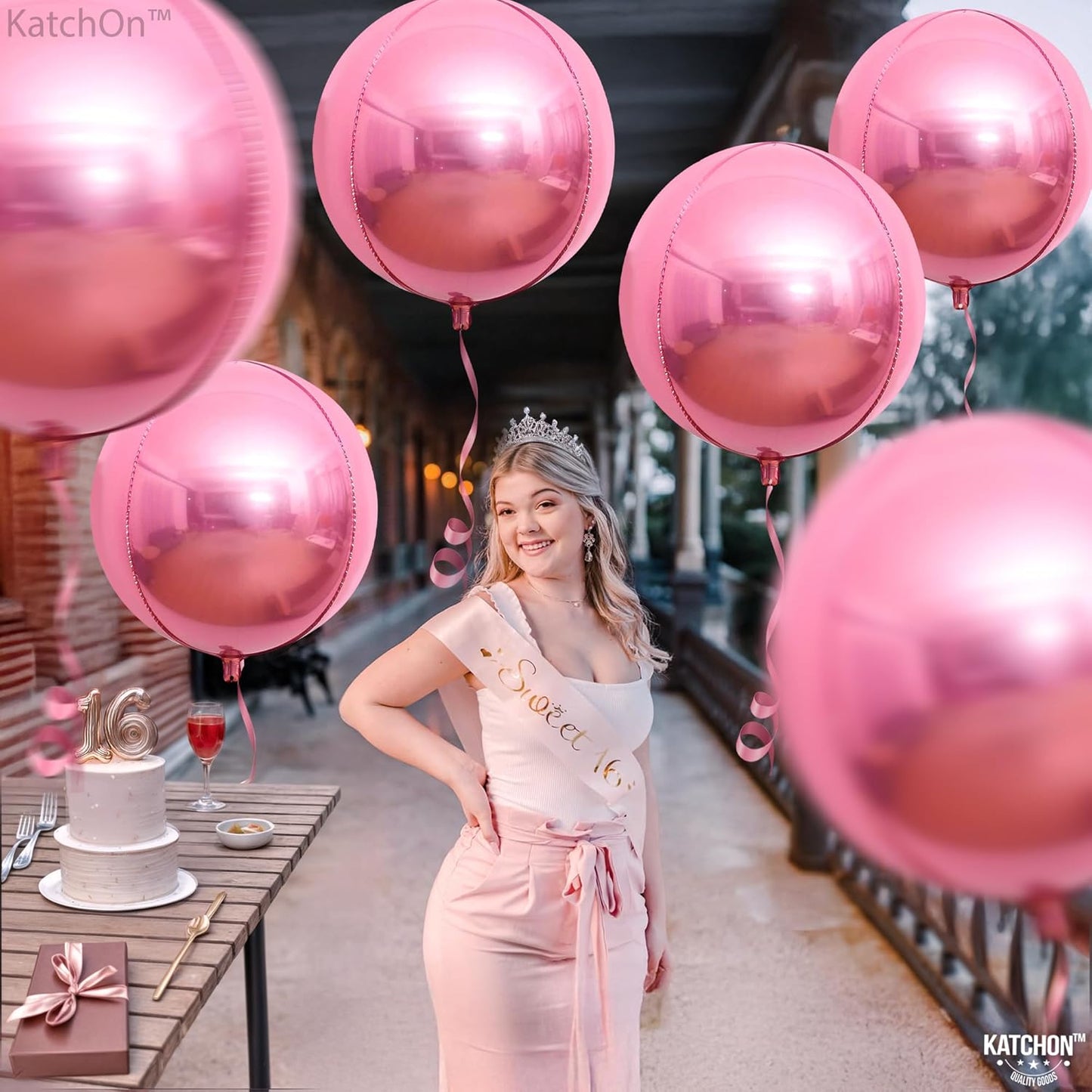 KatchOn, Light Pink Foil Balloons - 22 Inch, Pack 6 | Light Pink Mylar Balloons for Flamingo Party Decorations | Foil Balloon For Birthday, Gender Reveal, Baby Shower, Bachelorette Party Decorations