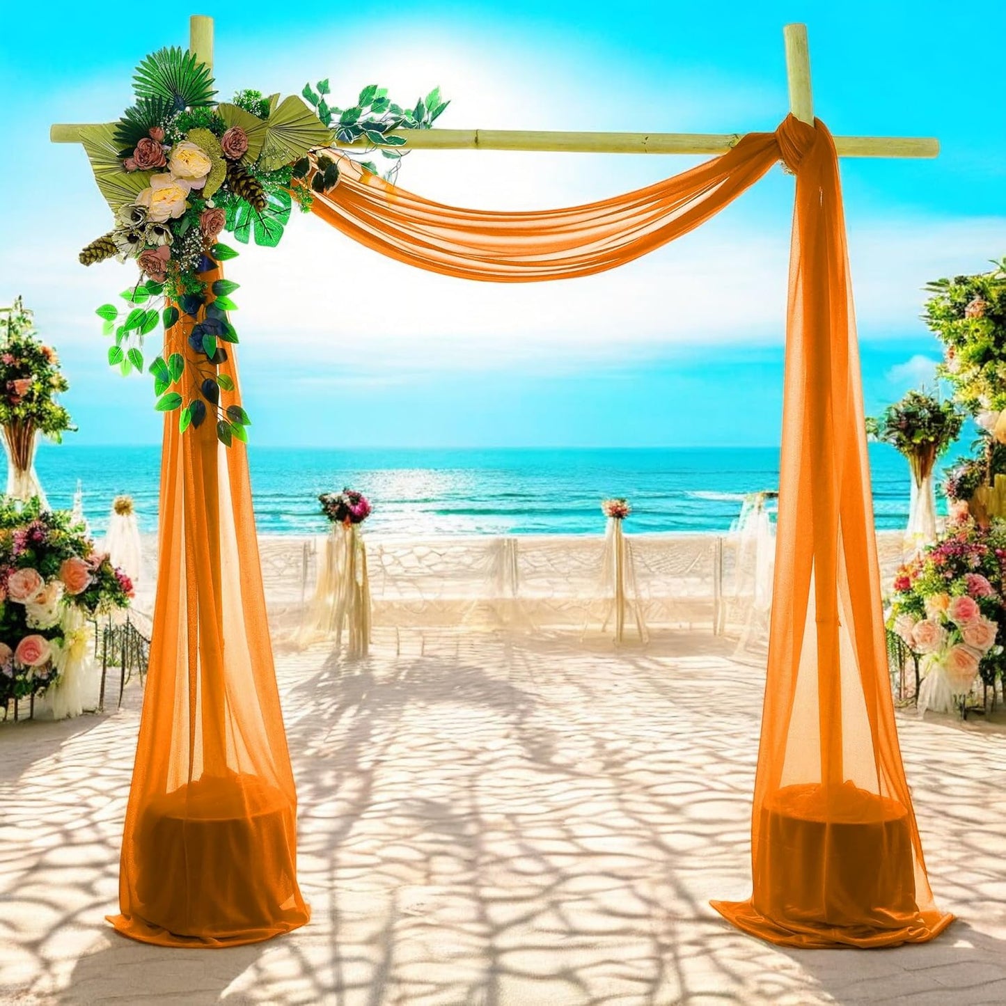 MDS Halloween Chiffon Draping Fabric - 2 Panel, 30" Wide x 30ft Long - Sheer Spooky Arbor & Canopy Drapery for Haunted House Backdrops, Party Ceilings, DIY Costumes & Themed Events - Orange