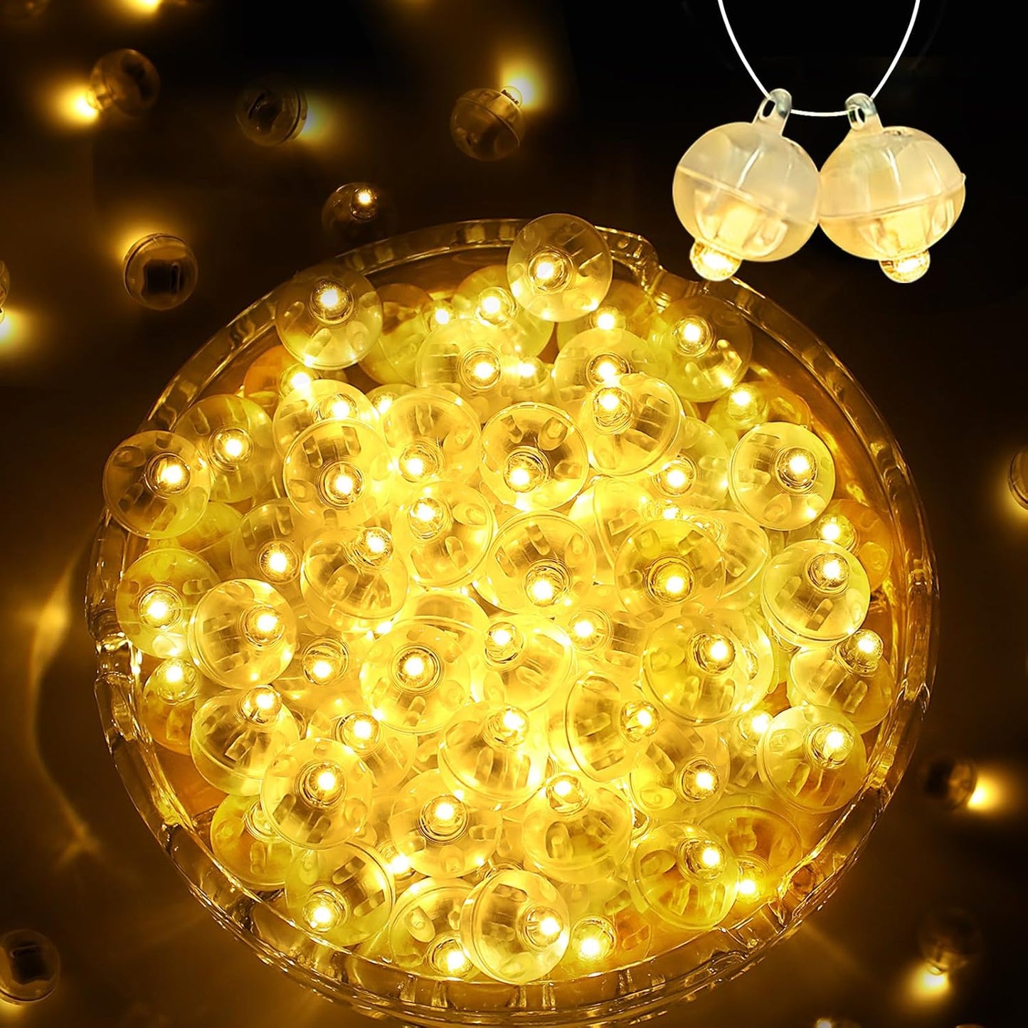 ZGWJ 100PCs Mini Led Lights,Led Balloons Light for Party Decorations Neon Lights for Paper Lantern Easter Eggs Birthday Party Halloween Christmas Decoration(Glow steadily Warm White)