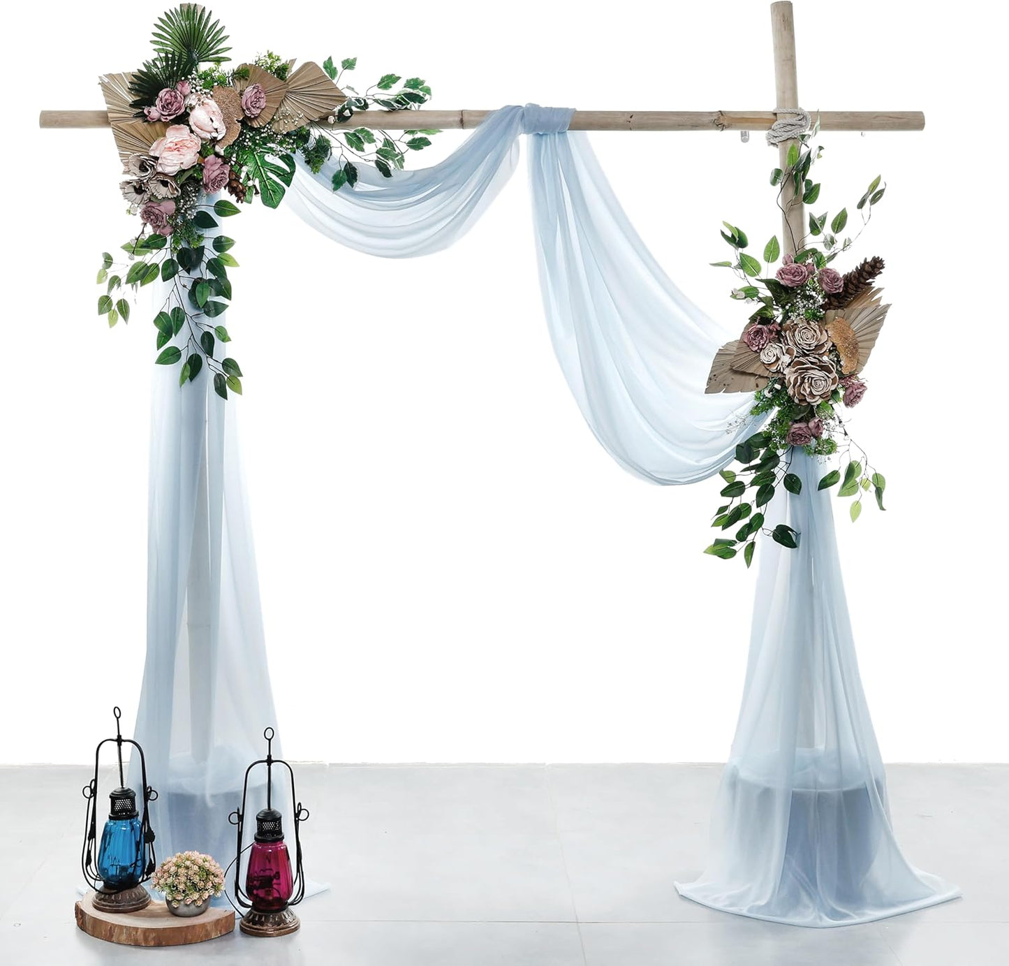 VDS Pack of 1 Panel (30 Inch X 40 Feet) Wedding Arch Draping Fabric Sheer Chiffon Fabric Drapery for Wedding Ceremony Reception Swag Backdrop Canopy Chuppah ARBO Altars Decoration (Baby Blue)