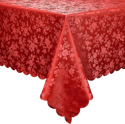 Smiry Rectangle Table Cloth, Waterproof Heavy Duty Vinyl Tablecloths, Wipeable Washable Table Cover for Kitchen and Dining Room (Red, 60" X 120")