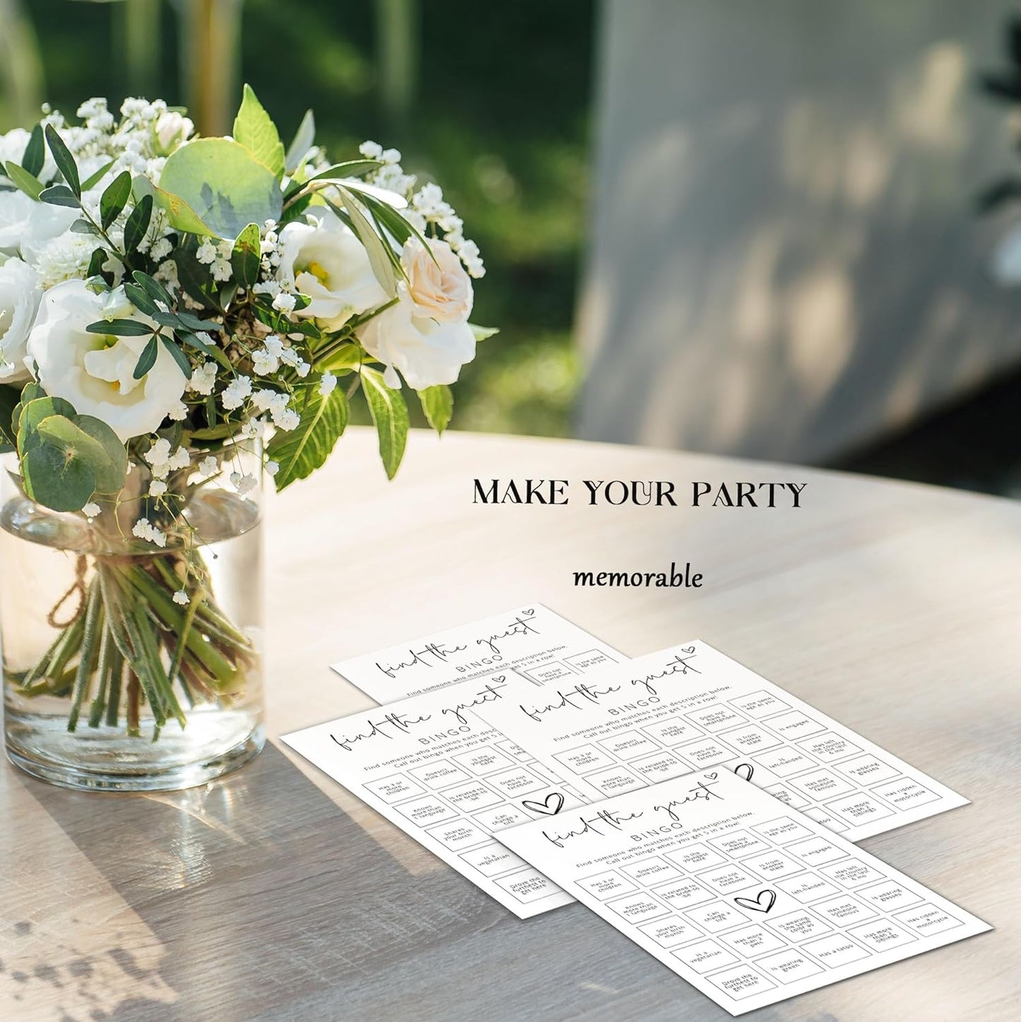 Bridal Shower Games, Find The Guest Bingo, 25Pcs Minimalist White Double-Sided Bridal Game Cards, Wedding Shower Games for Guests, Engagement Bachelorette Party Supplies - A16