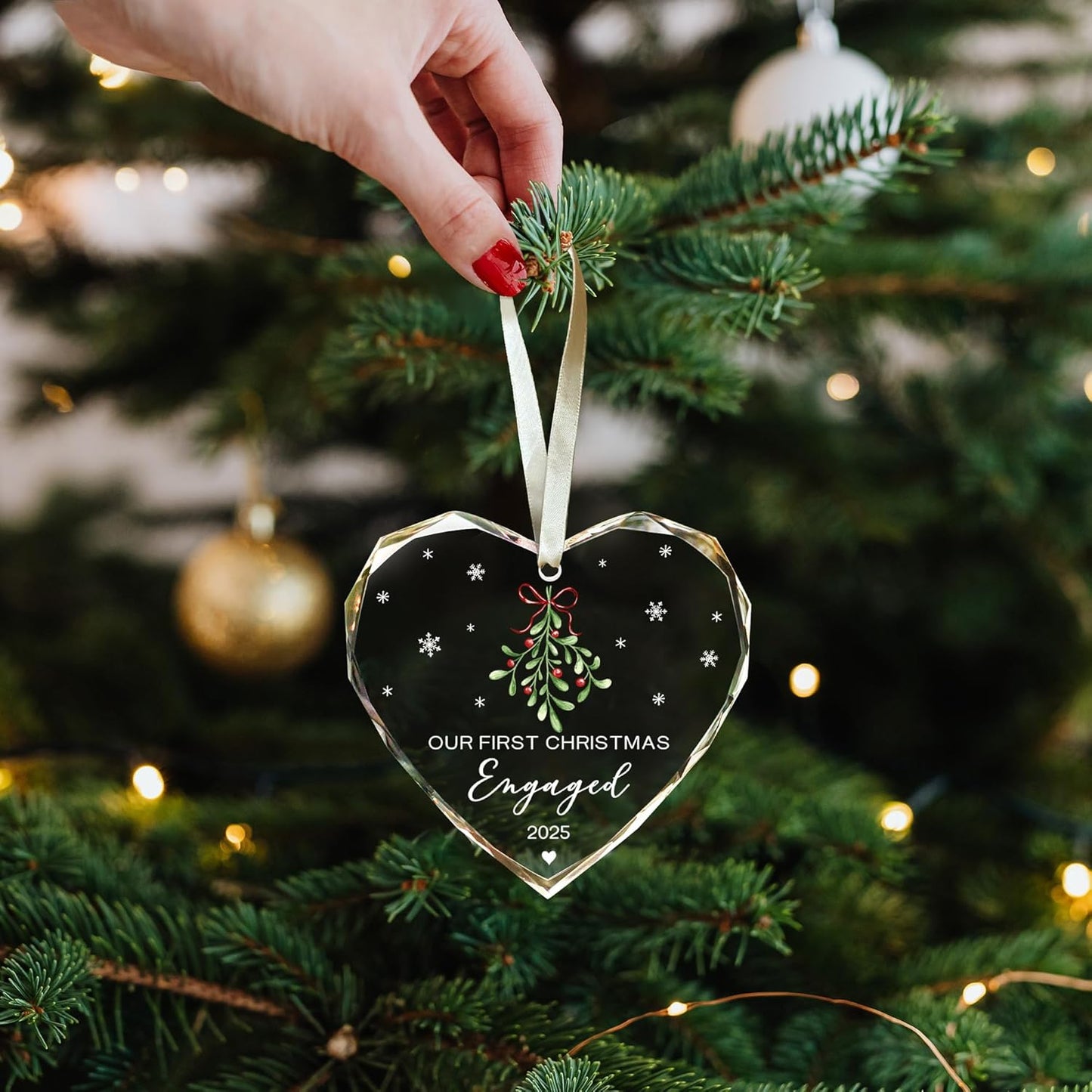Engagement Gifts for Couples Women,Her,Engagement Gift for Newly Engaged Couples,Bride to Be Gifts,First Christmas Engaged Ornament 2025