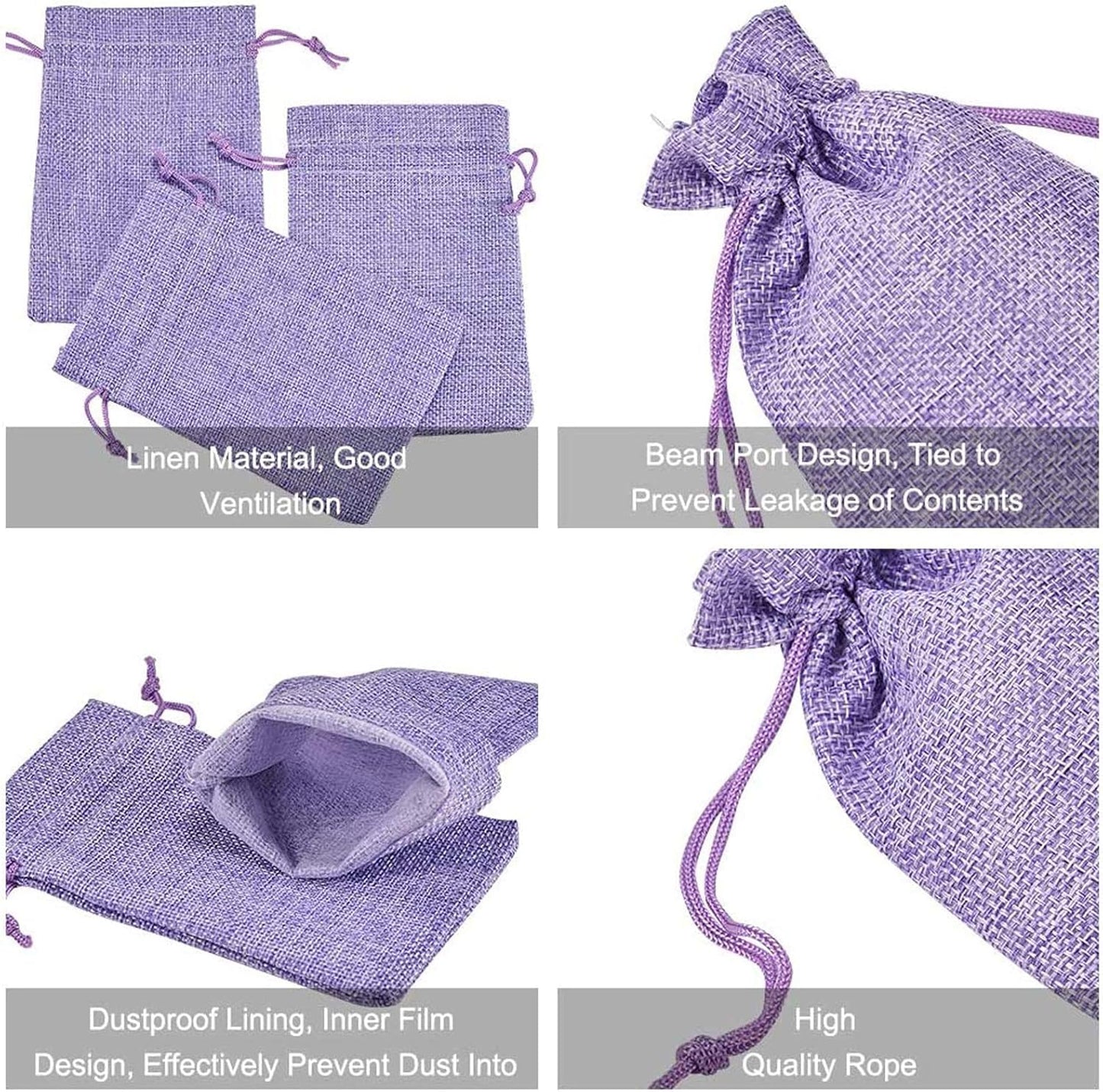 20pcs Burlap Bags 5 x 7, Linen Drawstring Gift Bags, Wedding Party Christmas Favor Bags Jewelry Candy Pouches Sacks (Light Purple)