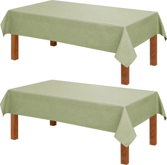 Hiasan 2 Pack Faux Linen Square Tablecloth - Wrinkle and Stain Resistant Washable Table Cloth for Kitchen Dining Room Holiday Table Cover for Party Dinner, Green, 70 x 70 Inch