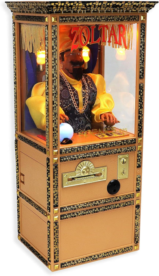 New Wave Toys Zoltar Speaks Mini Replica Fortune Teller Machine, Fully Animated 1/6 Scale with Card Dispenser, USB-C Rechargable