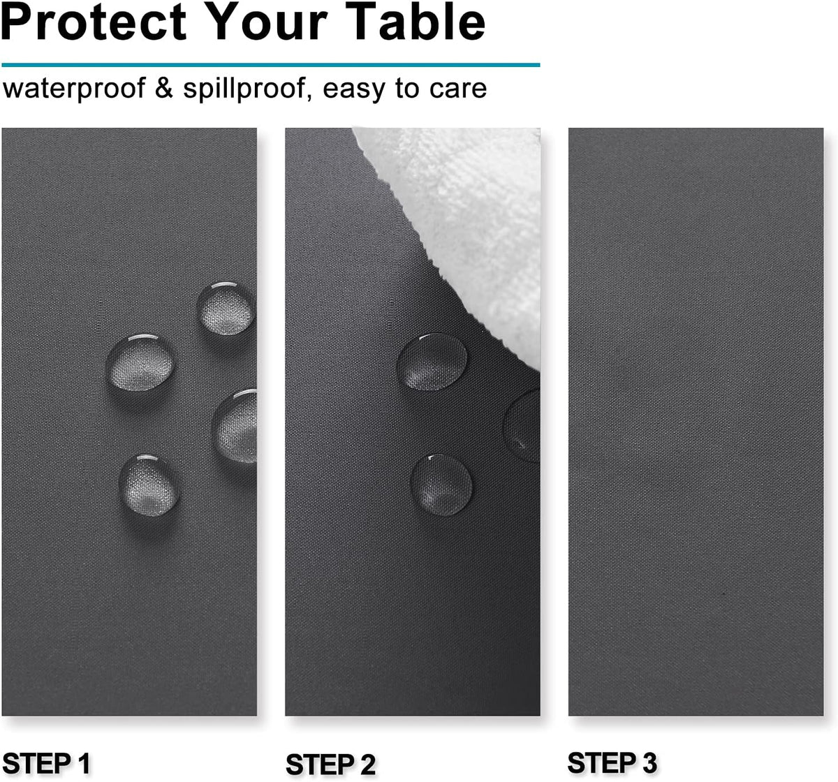 Hiasan 2 Pieces Square Tablecloth - Waterproof and Spillproof Dining Room Washable Polyester Table Cloth for Dining Room, 30 x 30 Inch, Grey