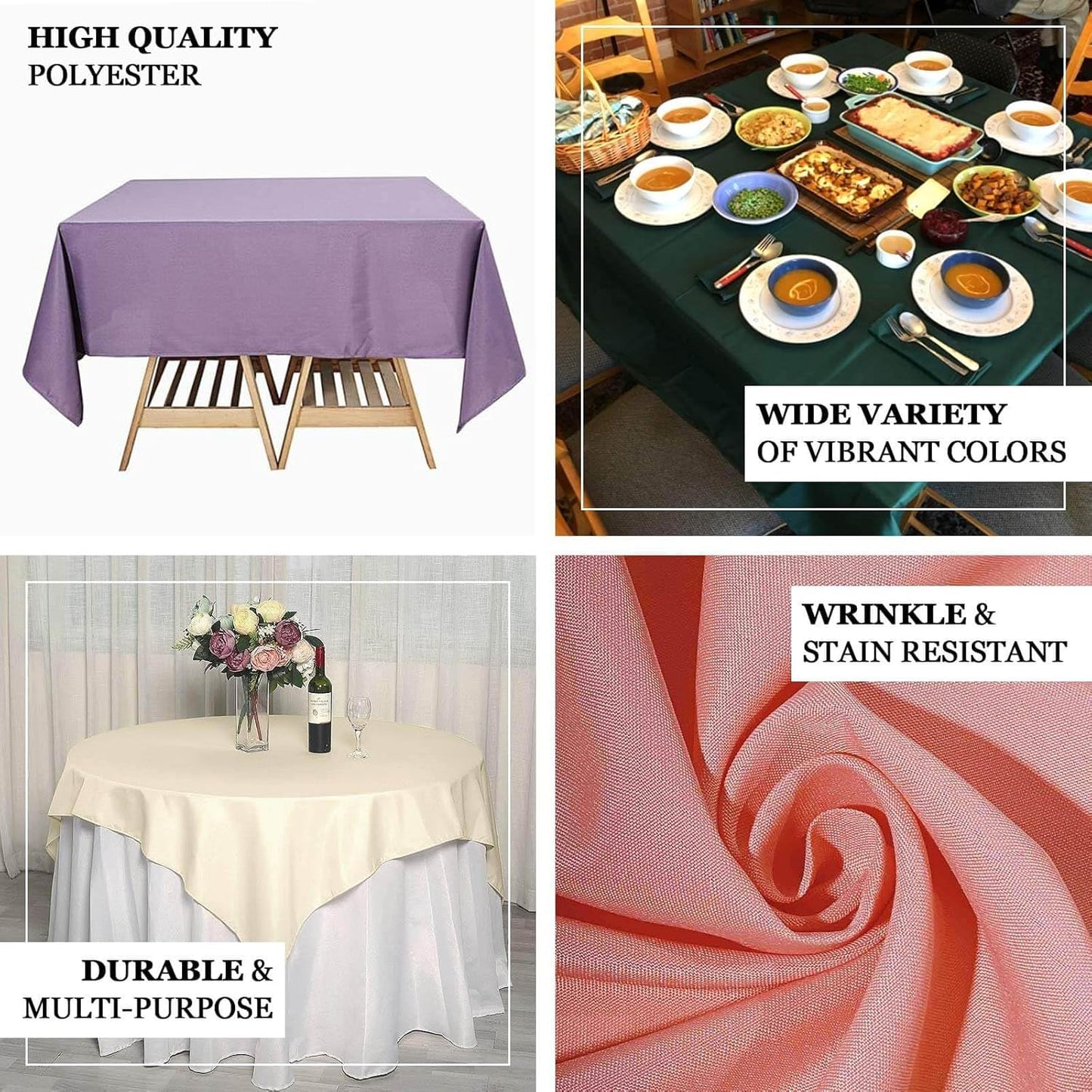 Efavormart 70" Lime Green Square Polyester Tablecloth for Dining Table, Wedding, Party, Event, Banquet, Restaurant Decoration