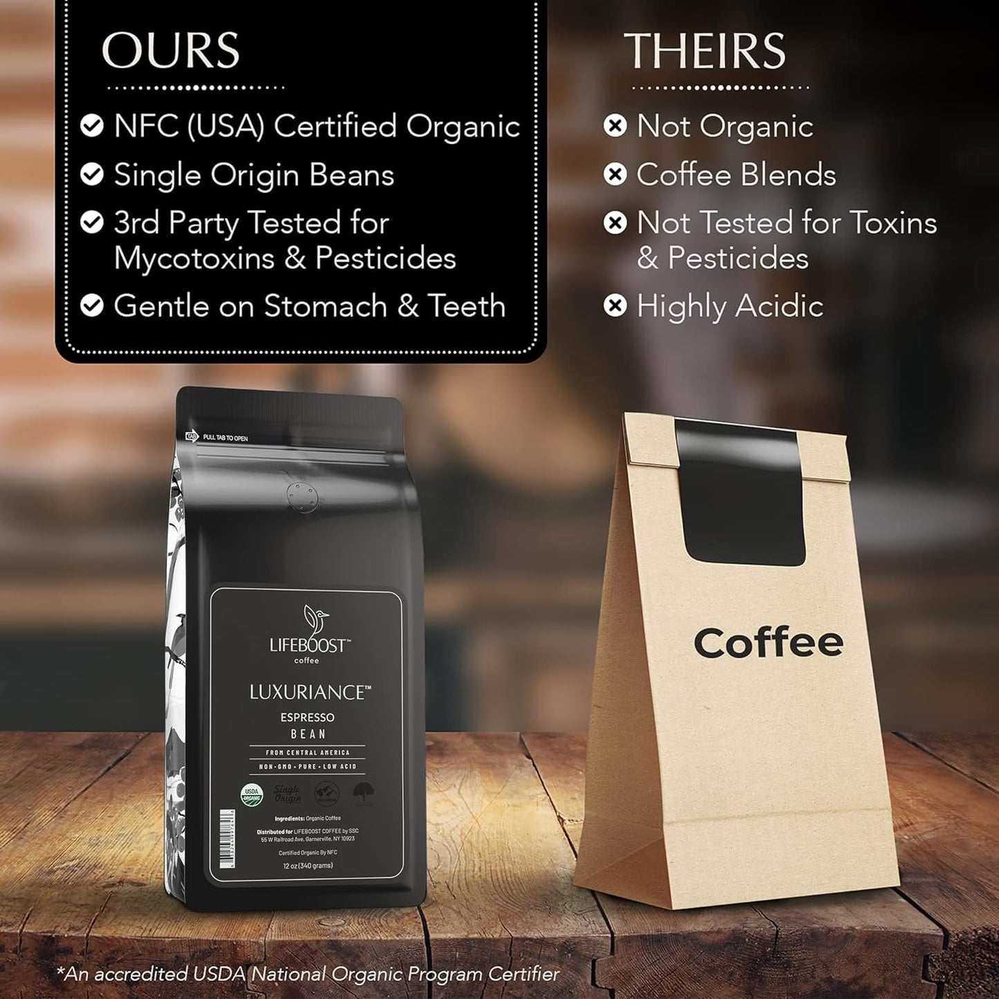 Lifeboost Organic Espresso Beans Whole - Non-GMO Low Acid Single Origin Organic Espresso Coffee - Third Party Tested For Mycotoxins & Pesticides - Whole Bean - 12 Ounces, Pack of 3