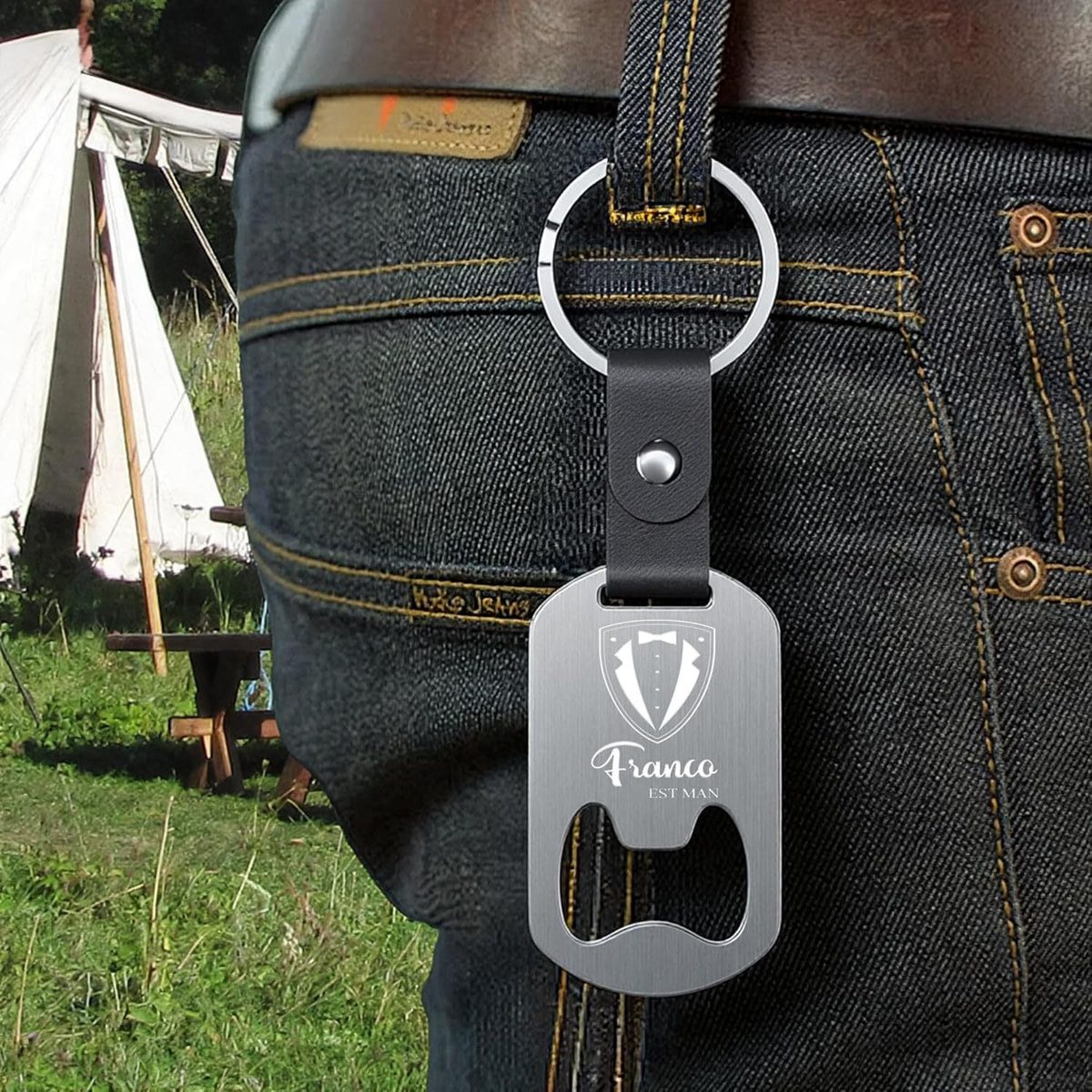 2 in 1 Personalized Bottle Openers Keychains Bulk,Pack 5-100 Flat Metal Custom Keychain with Your Text/Logo/QR Code, Unique Multitools for Wedding Party Favor, Bar, Promotion, Gift (Silver)