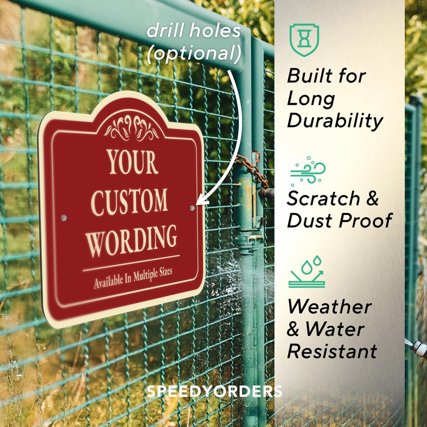 Custom Decorative Outdoor Metal Sign - Personalized Aluminum Driveway Sign, Waterproof, Made In USA - Design 1 Red Brick 10x7 In