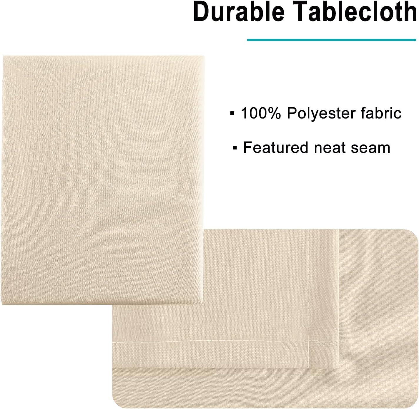 Hiasan Waterproof Tablecloth Rectangle - Washable Fabric Table Cloth for Dining Room Kitchen Birthday Party and Outdoor Use, Beige, 70 x 120 Inch