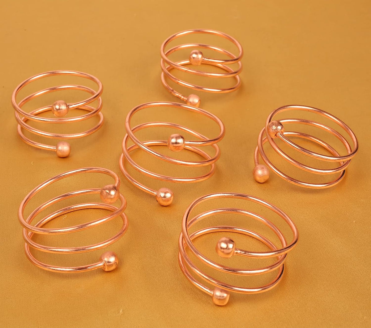Gorgeous Beautifully Handcrafted Stunning Spiral Large Size Party Dining Table Napkin Holders in Copper Finish (Set of 6)