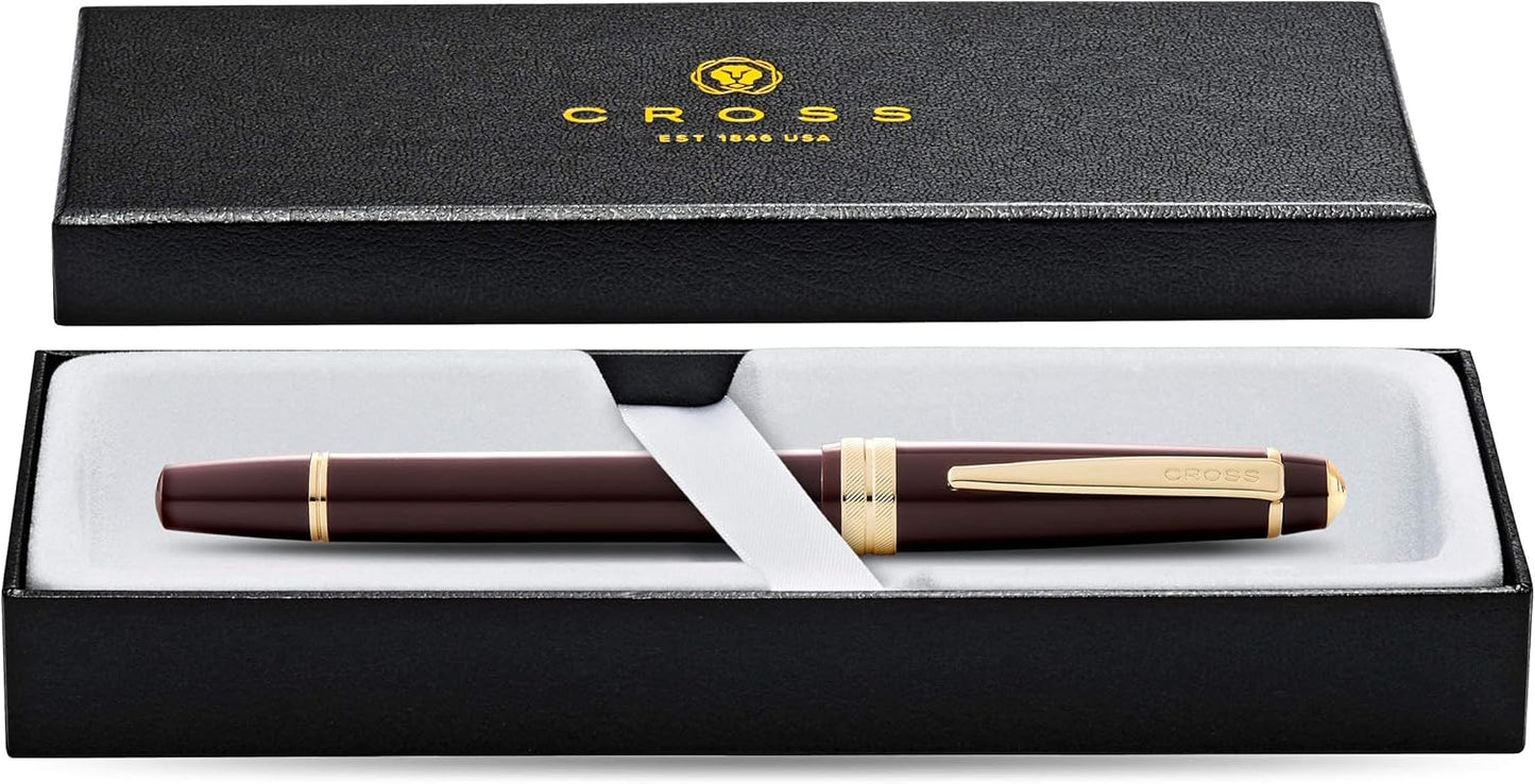Cross Bailey Light Refillable Fountain Presented in a Everyday Gift Box - Medium Point, Black Ink, Polished Burgundy