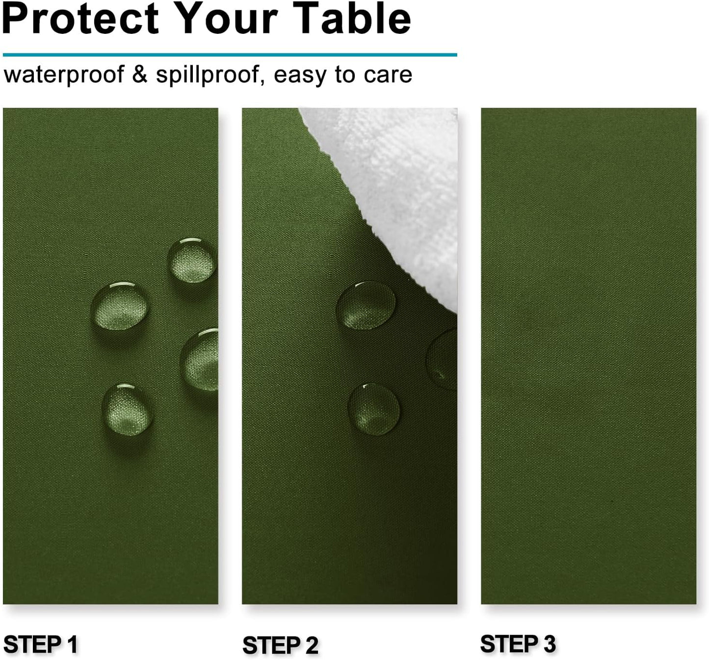 Hiasan Olive Green Tablecloth for Rectangle Tables - Waterproof and Spillproof Washable Fabric Table Cloth for Dining Room Kitchen Party, 60 x 102 Inch
