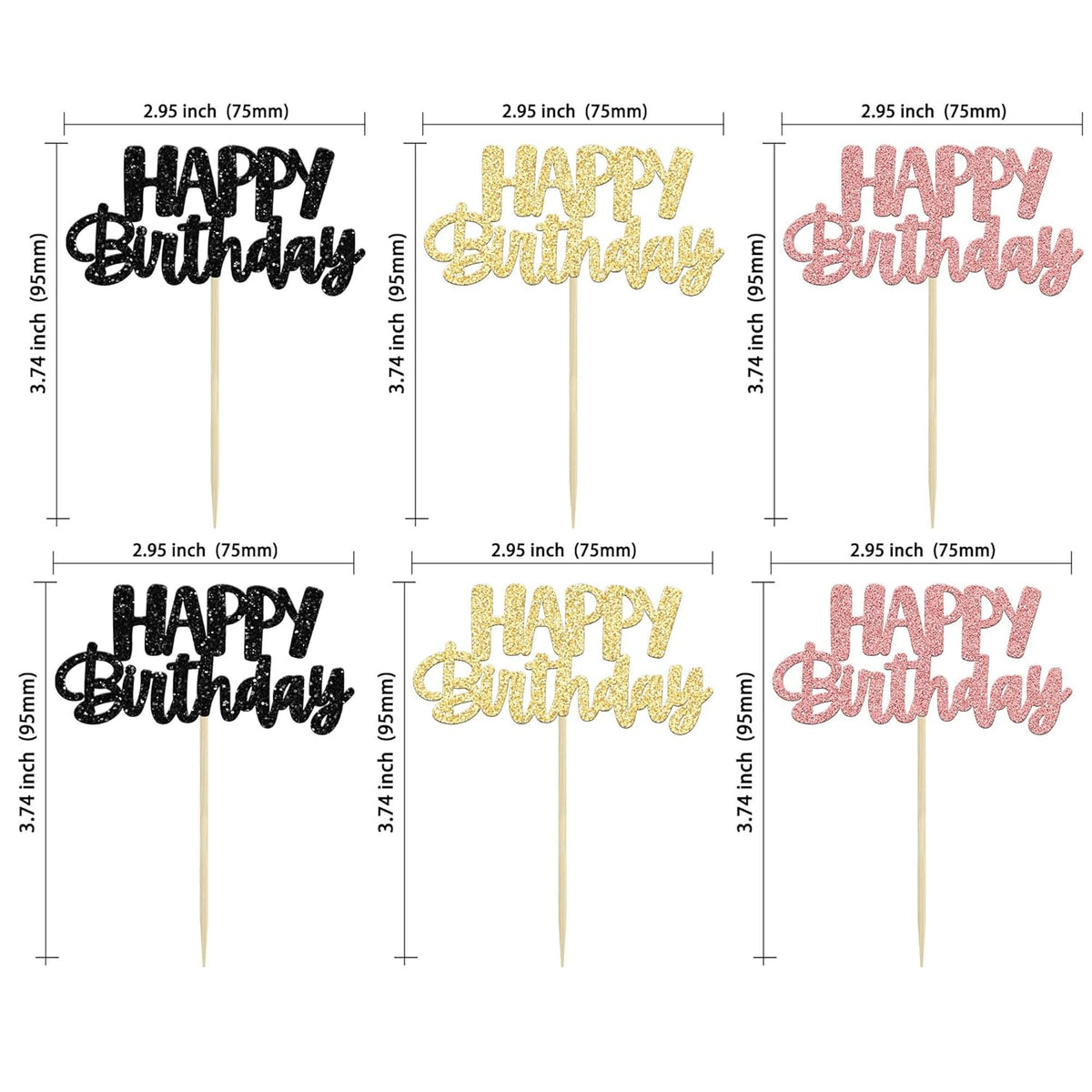Gyufise 36Pcs Happy Birthday Cupcake Toppers & Picks - Baby Shower & Anniversary Party Supplies