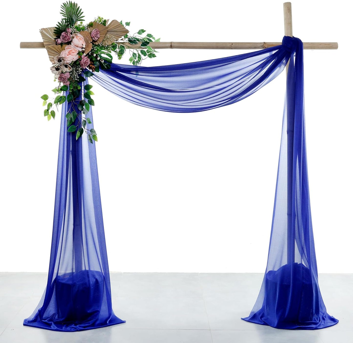 VDS Pack of 2 Panel (30 Inch X 20 Feet) Wedding Arch Draping Fabric Sheer Chiffon Fabric Drapery for Wedding Ceremony Reception Swag Backdrop Canopy Chuppah ARBO Altars Decoration (Royal Blue)