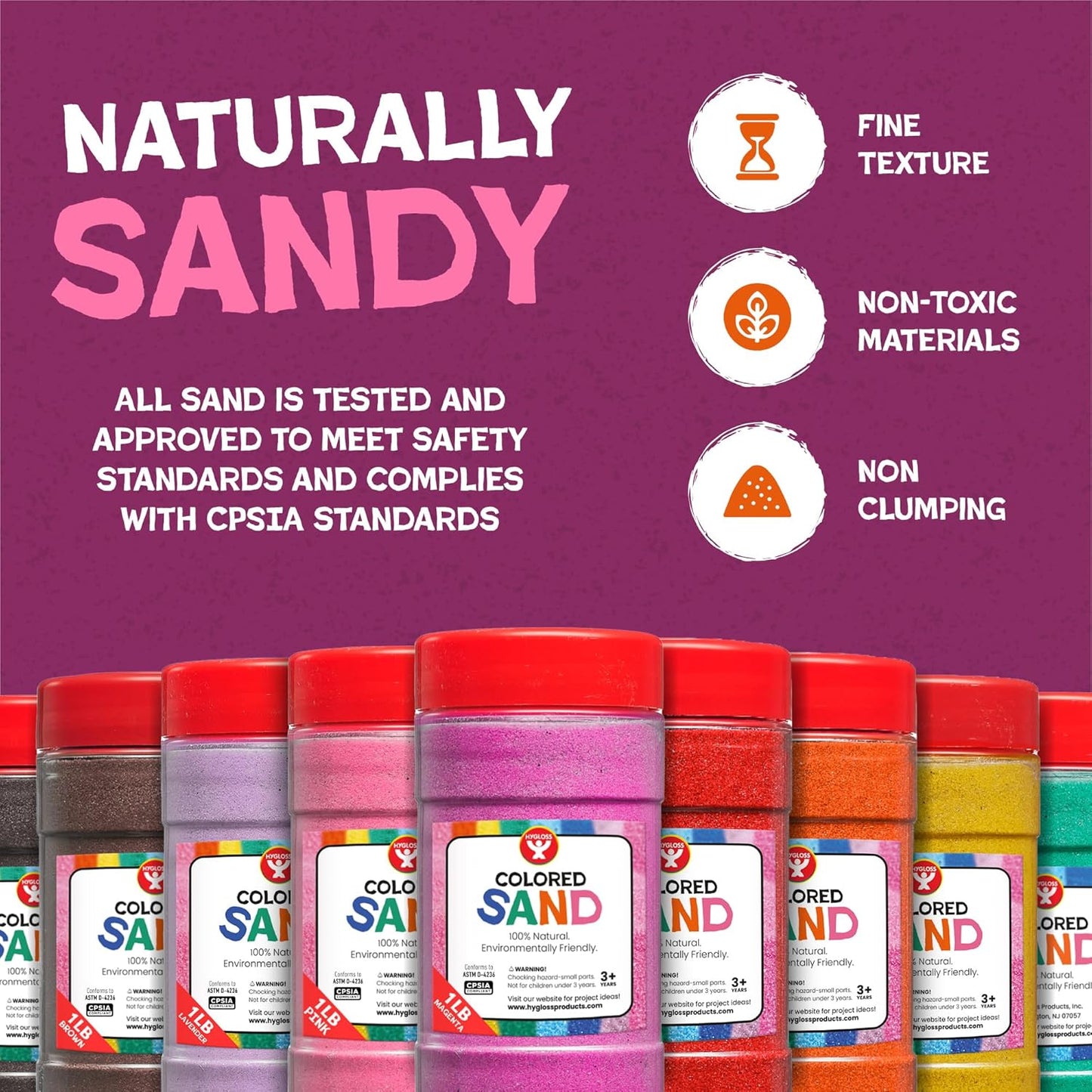Hygloss Colored Sand for Crafts – 3 lb Bottle, Pink – Vibrant Colorful Fine Sensory Play Sand Art Kits for Kids – Classroom Activities for Children 3 4 5 6 7 8 9 10 11 12 – Safe for Ages 3+