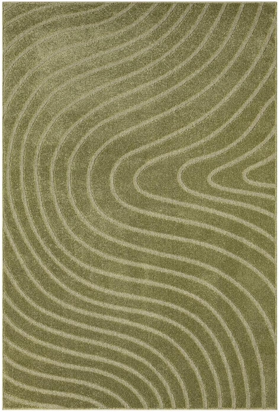 LUXE WEAVERS Modern Geometric Wave Green 8x10 Area Rug, Contemporary Stain Resistant Carpet