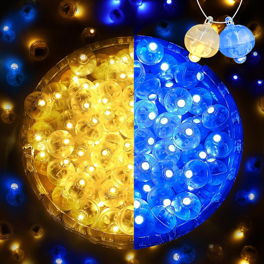 ZGWJ 200Pcs Mini Led Lights with Hooks, Long Standby Time Balloons Light, Mix Colors for Party Decorations, Paper Lantern Easter Eggs Birthday Wedding Halloween Christmas Decoration(Warm and Blue)