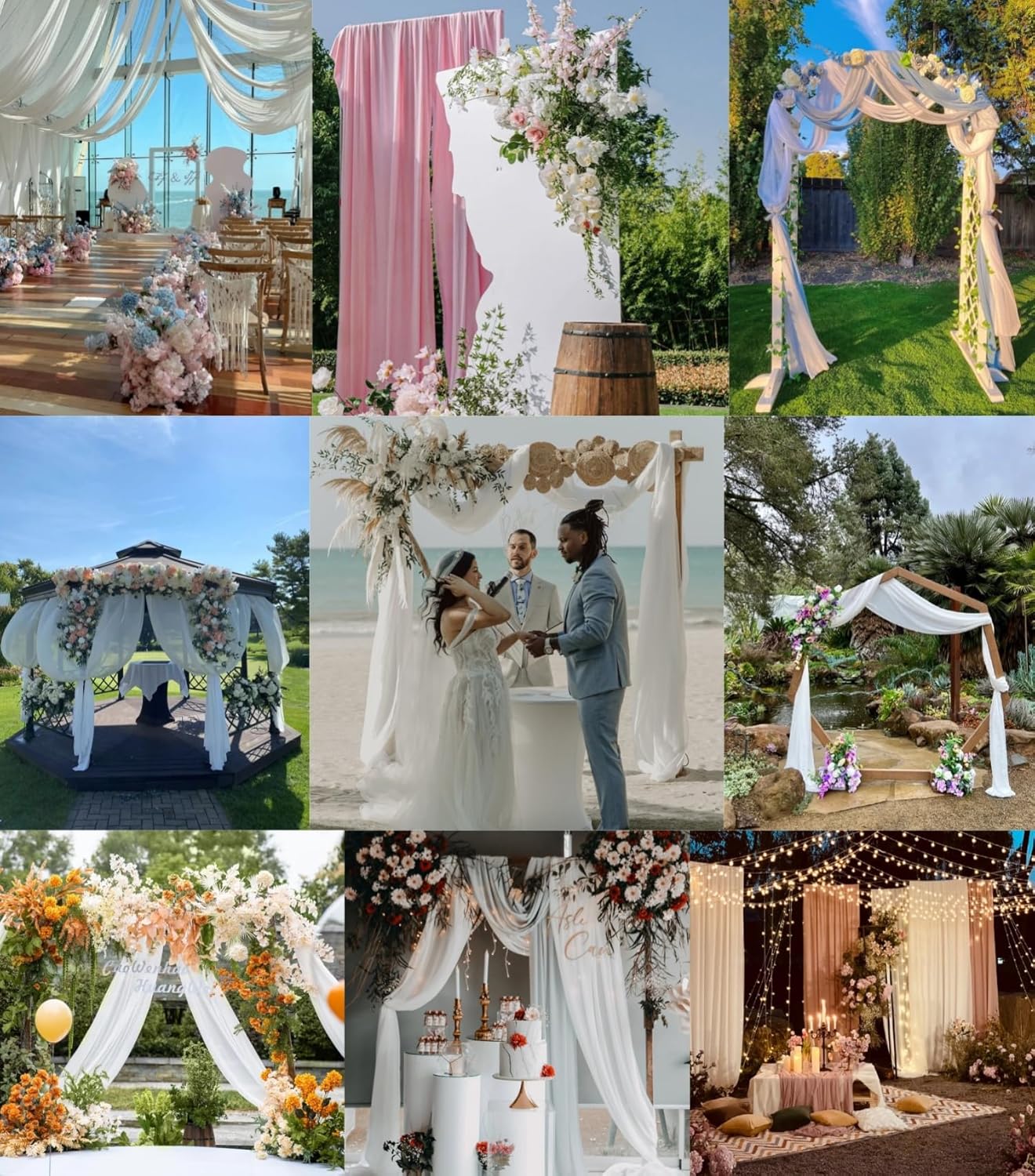 Sage Green Wedding Arch Draping Fabric 2 Panels 29" x 20 FT Wedding Drapes for Backdrop Sheer Green Curtains for Romantic Bridal Baby Shower Ceremony Birthday Party Fall Outdoor Events