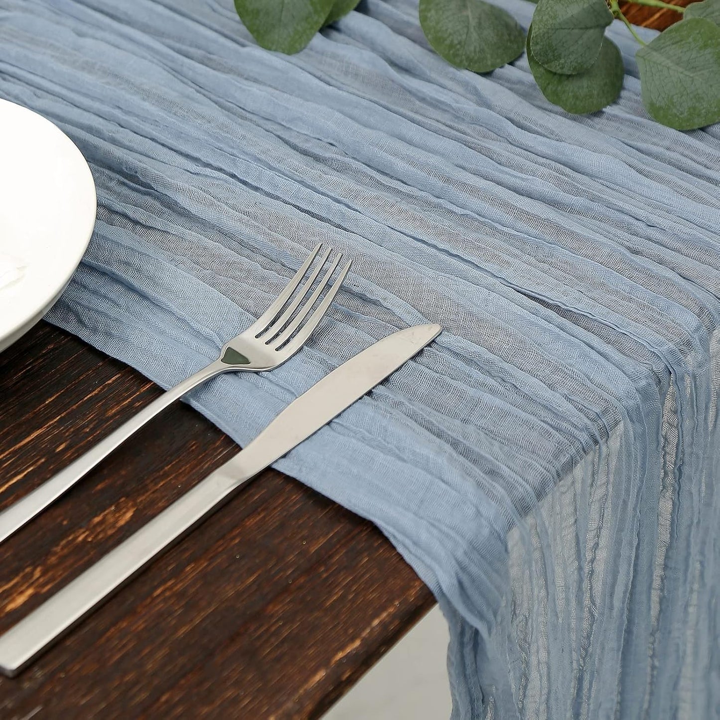 12Pcs Gray-Blue Cheesecloth Table Runner 120 Inch10FT Gray-Blue Rustic Boho Cheesecloth Table Runner Cheese Cloths for Wedding Party Baby Shower Birthday Home Decor Holiday Decorations