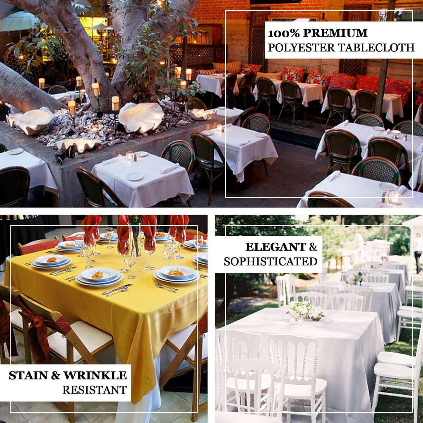 Efavormart 90" Navy Blue Wholesale Linens Polyester Square Linen Tablecloth for Kitchen Dining Catering Wedding Birthday Events