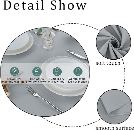 Fitable Rectangle Tablecloth 60x84 inch Tablecloth Stain and Wrinkle Resistant Washable Polyester Table Cloth for Buffet Parties and Camping Silver