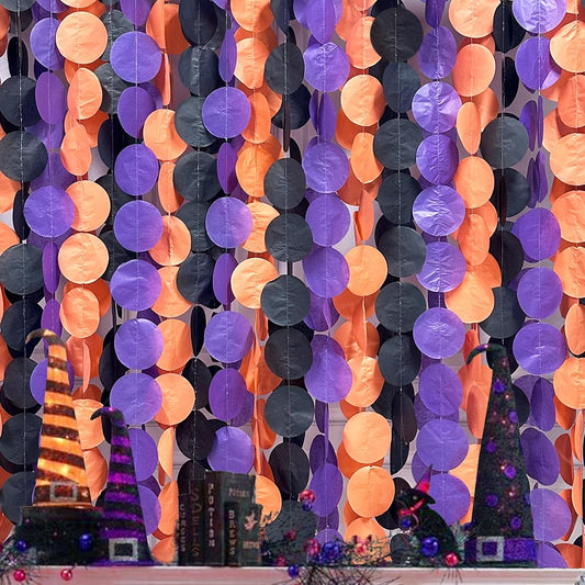 192 Ft Orange Purple Black Party Decorations Polka Dots Streamer Garland Backdrop for Halloween Graduation Birthday Baby Shower Wedding Engagement Bachelorette Bridal Shower Holiday Party Supplies