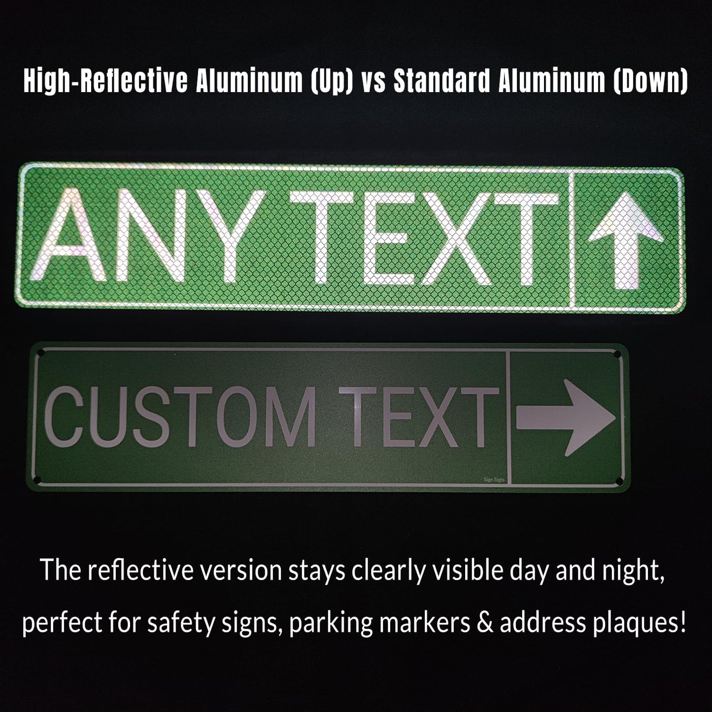 Custom Signs Outdoor Metal, Personalized Street Reflective Signs with Text Photo, 6x24 Inches, Single/Double Sided, Rust Free .040 Aluminum