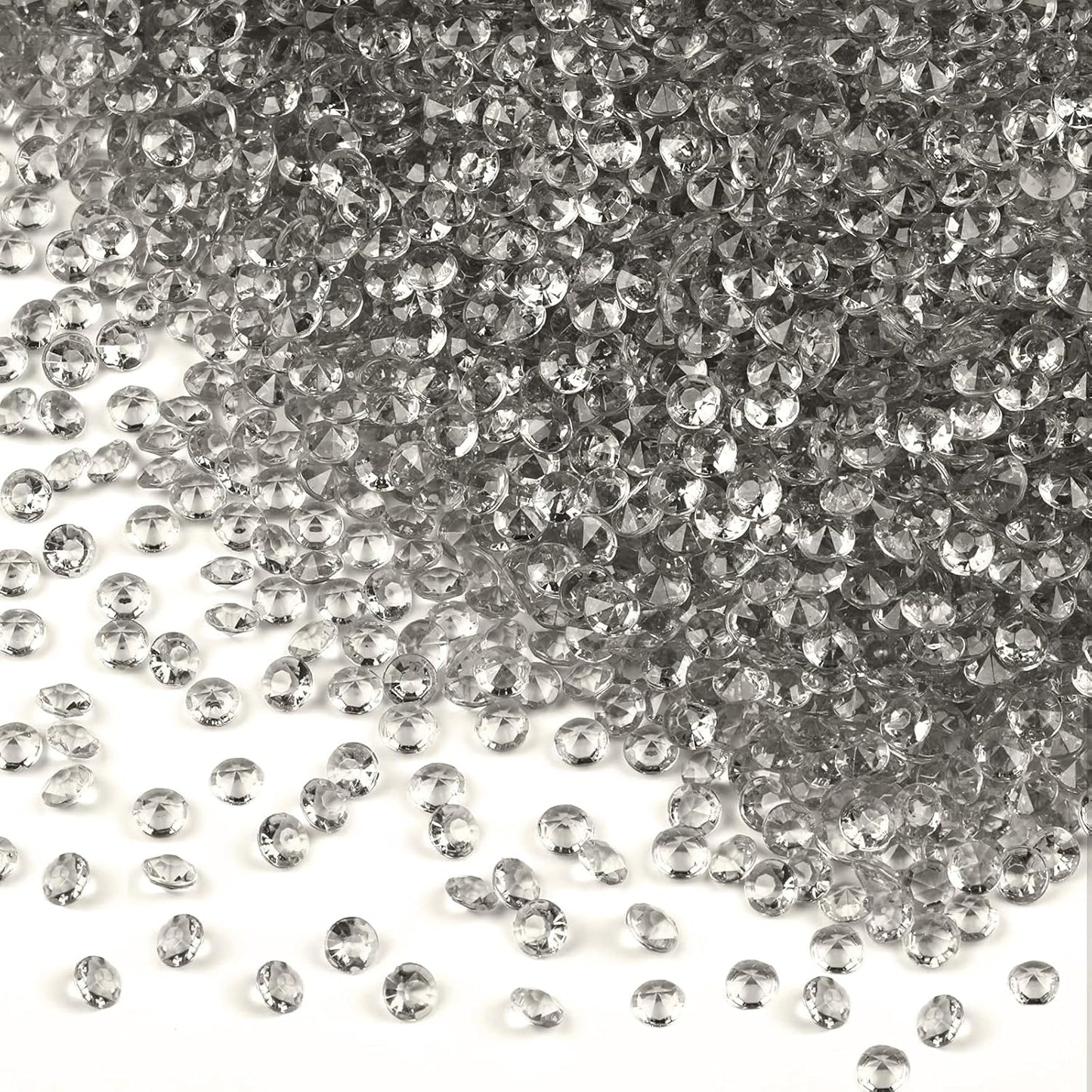 10000Pcs Crystal Acrylic Diamond Fake Gems Vase Filler, 4.5mm Faux Diamonds for Table Scatter Wedding Party, Bridal Shower, Birthday Decoration, Grey