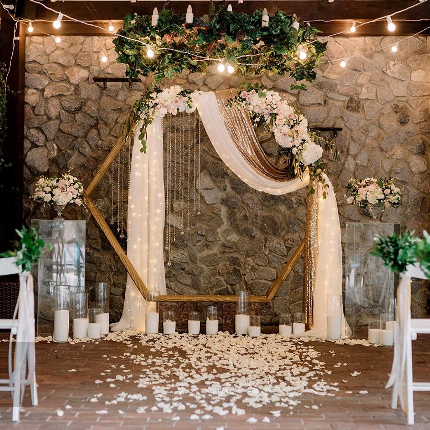 ocharzy 1000 PCS Rose Petals Fake Rose Petals for Romantic Night, Wedding Flower Decoration, Party, Events (A-Champagne)