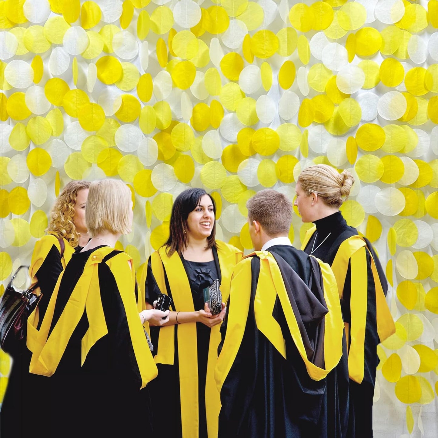 Party Decor - Gradient Yellow Backdrop and Tissue Paper for Birthday, Baby Shower and more
