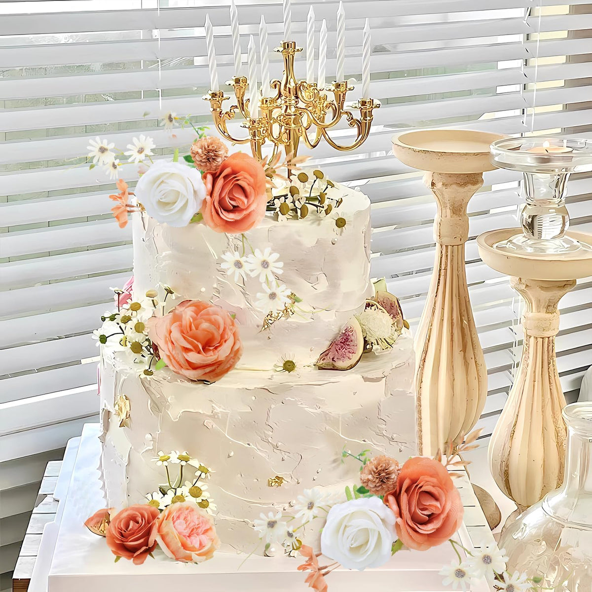 Artificial Flowers Combo for DIY Wedding Bouquets Combo Centerpieces Arrangements Party Bridal Baby Shower Home Decorations-Nude Color