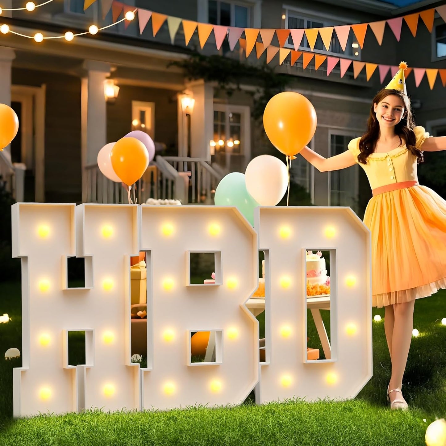 imprsv 3FT Block Marquee Letters Light Up Letters for Birthday Baby Shower Party Backdrop Decor, Large Light Up N for Wedding Decorations Engagement Party Decorations