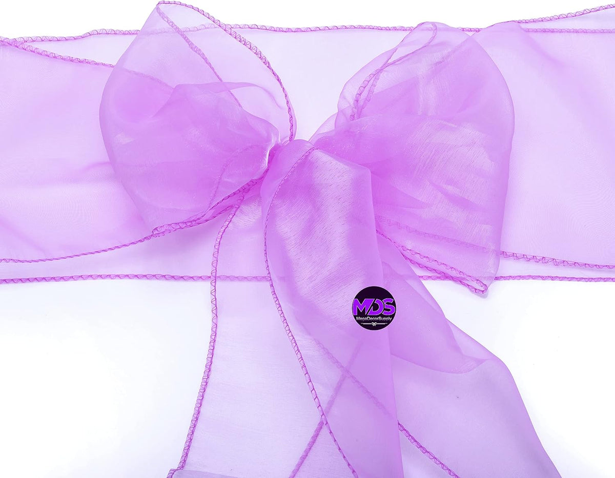 MDS Pack of 250 PCS Organza Chair Sashes Wider Dining Chair Bows Ribbon Tie Back for Wedding Party Birthday Bridal Shower Reception Event Banquet Home Chair Cover Decoration - Light Purple